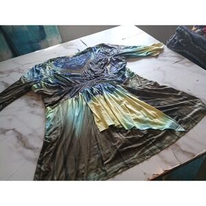 Vintage Y2K‎ "Live & Let Live" Women's Sz L Strechy 3/4 Sleeve Blouse Multicolor